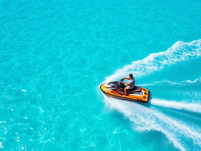 Jet skis on turquoise water in the Turks and Caicos Islands
