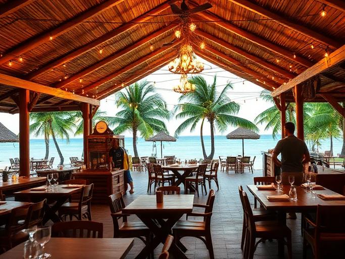 Caribbean restaurant dish served beachside
