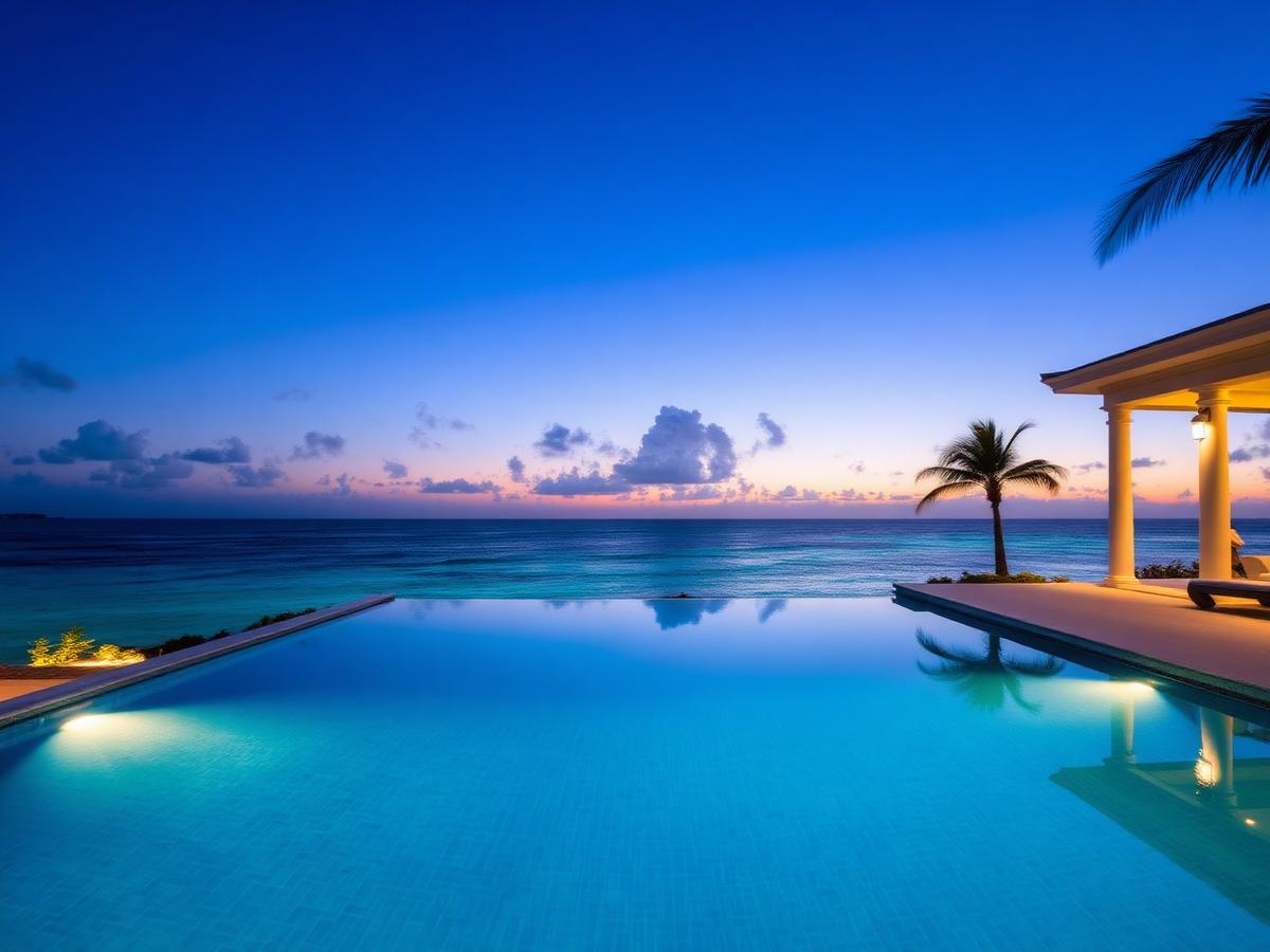 Villa terrace overlooking the Turks and Caicos coastline